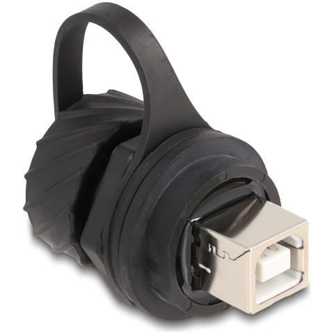 Cavo Connettore USB 2.0 Tipo-B da femmina per femmina per installazione con baionetta cappuccio protettivo IP68 antipolvere e impermeabile nero - Foto 1