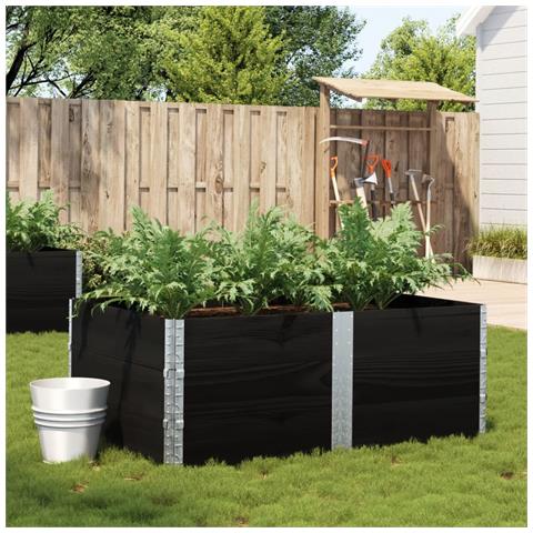 Fioriera Da Giardino Nera 150x100 Cm In Legno Massello Di Pino - Foto 8