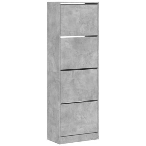 Scarpiera 4 Cassetti Ribaltabili Grigio Cemento 60x34x187,5 Cm - Foto 1