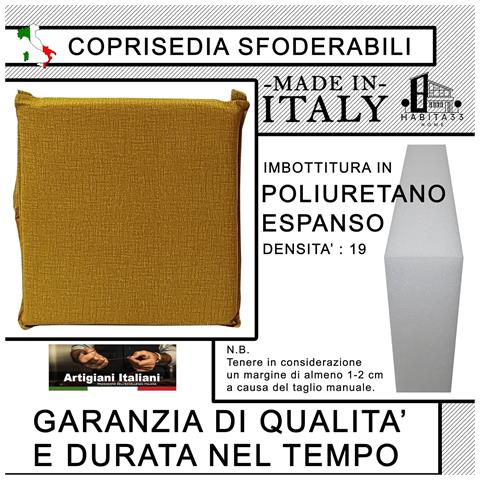 Set 2 Cuscini Per Sedie Cucina Con Laccetti, Copri Sedia Sfoderabili E Lavabili, Rivestimento Tessuto Loneta, Made In Italy (2 Sorrento Giallo) - Foto 7