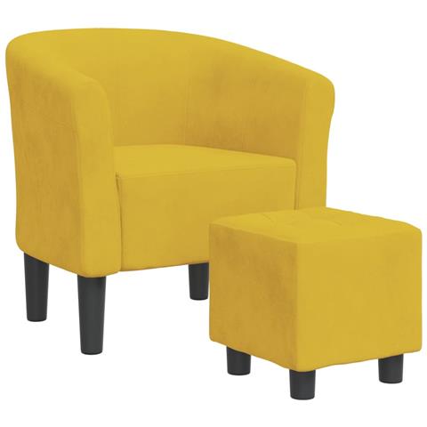 Poltrona Cabriolet con Poggiapiedi Giallo in Velluto - Foto 1