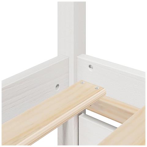 Letto Cassetti e Materasso Bianco 120x190cm Legno Massello Pino - Foto 9