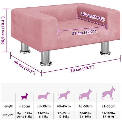 Lettino per Cani Rosa 50x40x26,5 cm in Velluto - Foto 7