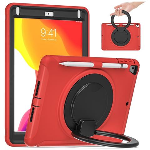 Custodia Per Ipad 9/8/7 10.2"" Con Supporto E Alloggiamento Per Stilo Rosso - Foto 1