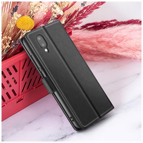 Custodia A Portafoglio Per Galaxy A02 Con Funzione Di Supporto E Linguetta Magnetica, Nero - Foto 2