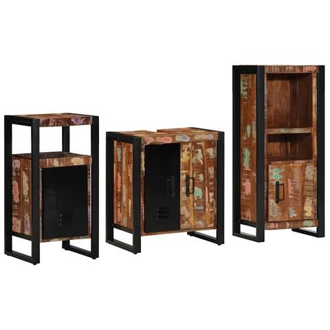 Set di mobili per il bagno 3 pcs Legno massello riciclato - Foto 2