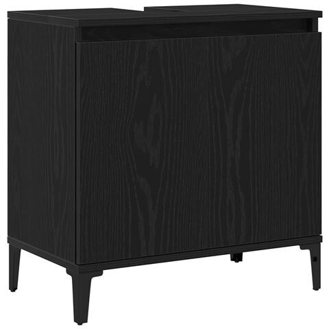 Mobile Lavabo  Nero Rovere 58x33x60 cm Legno Ingegnerizzato - Foto 1