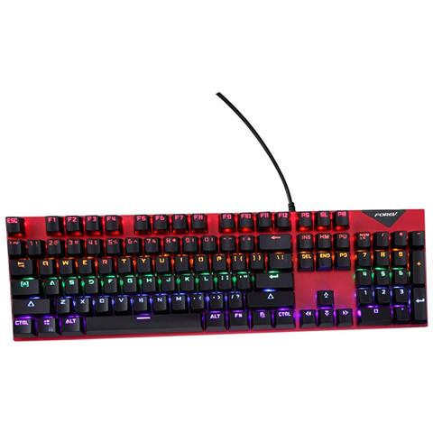 Tastiera Meccanica Cablata Retroilluminata Arcobaleno Interruttore Blu Hot-swappable 104 Tasti Red - Foto 1