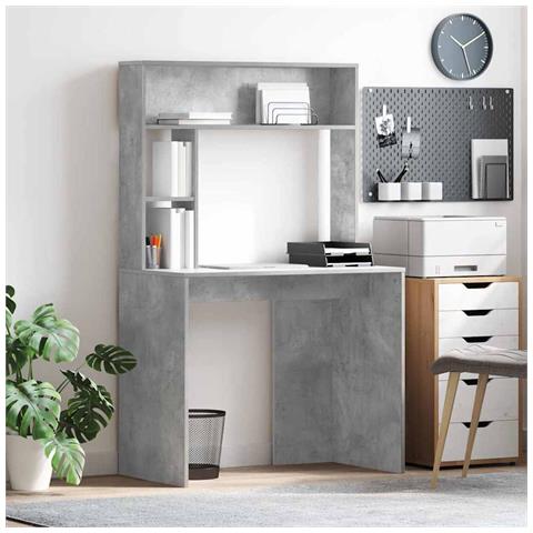 Scrivania Grigio cemento 91 x 50 x 149 cm Legno multistrato - Foto 2
