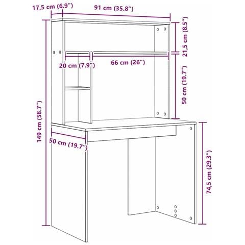 Scrivania Grigio cemento 91 x 50 x 149 cm Legno multistrato - Foto 9