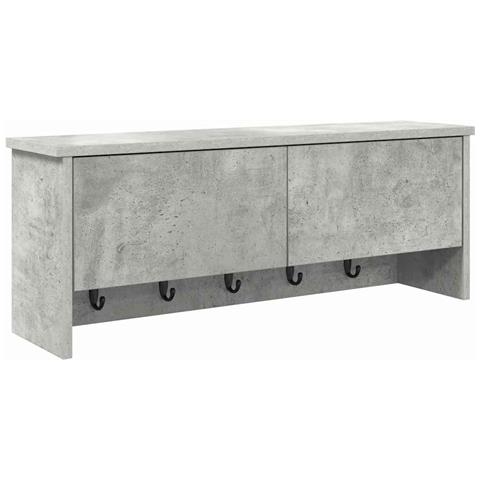 Appendiabiti a muro con porta Grigio cemento 80 x 20 x 30 cm - Foto 1