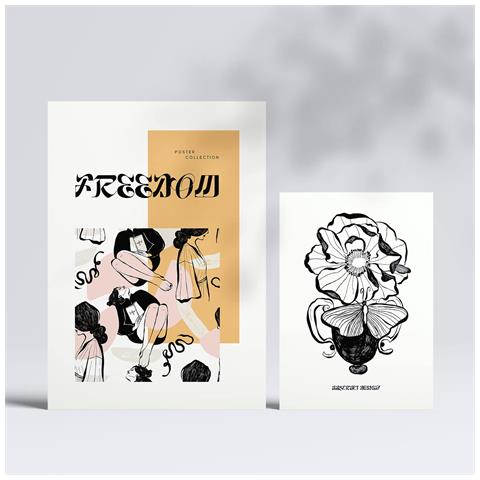 Set Di 6 Stampe Stampe Artistiche In Stile Schizzo Con Inchiostro Nero Per L'interior Design A3 & A4 Senza Cornice - Foto 2