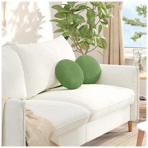 Cuscini per Seduta 2 pcs Verde chiaro Ø 40 x 13 cm Velluto - Foto 2