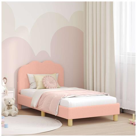 Struttura letto bambini con testata Rosa 80 x 160 cm Bouclé - Foto 2