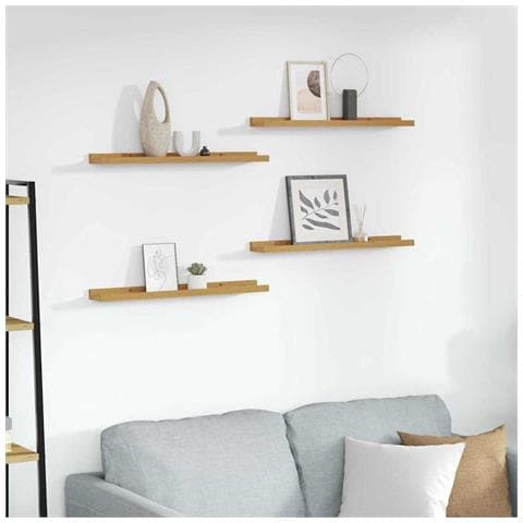 Scaffale da parete 4 pcs Beige 60 x 9 x 3 cm Legno multistrato - Foto 2