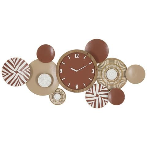 Orologio Da Parete Etnic Xl Orizzontale In Ferro E Legno Multicolor - Foto 1