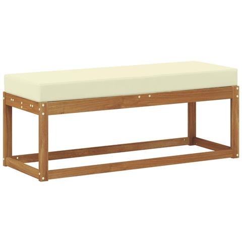 Panca da giardino con cuscino Naturale e Crema 115 x 43 x 45 cm - Foto 1