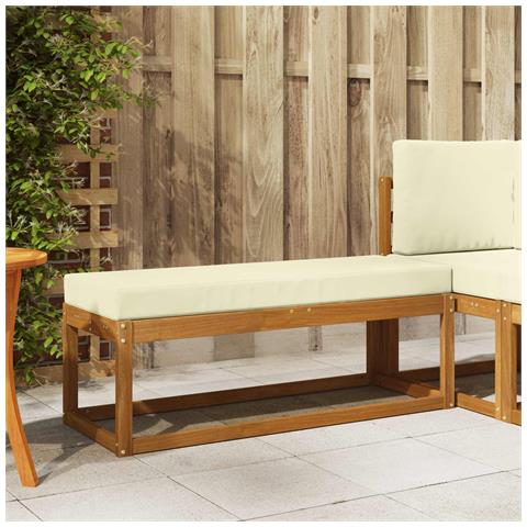Panca da giardino con cuscino Naturale e Crema 115 x 43 x 45 cm - Foto 2