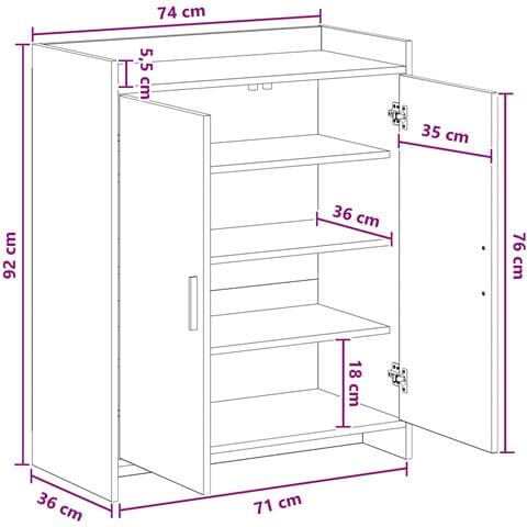 Mobile per scarpe con porta Legno antico 73,5 x 36 x 92 cm - Foto 9