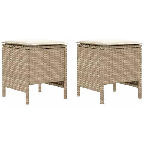 Poggiapiedi da Giardino 2 Pezzo Beige e Crema 38 x 38 x 45 cm - Foto 1