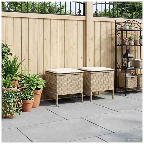 Poggiapiedi da Giardino 2 Pezzo Beige e Crema 38 x 38 x 45 cm - Foto 2