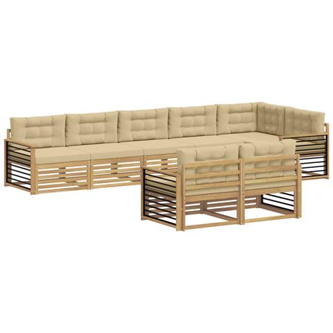 Set di divani da esterno 8 pcs Bianco e Beige Poliestere - Foto 1