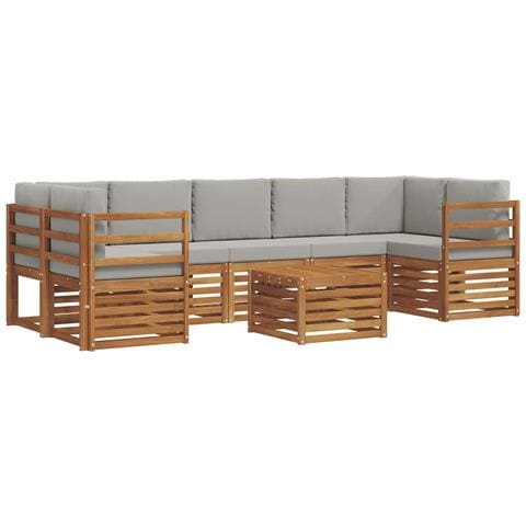 Set di divani da esterno 8 pcs Grigio Naturale e Chiaro - Foto 1