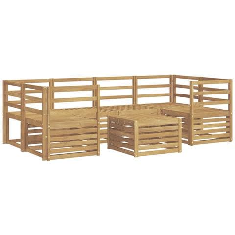 Set di divani da esterno 7 pcs Bianco Legno di Acacia Massello - Foto 1