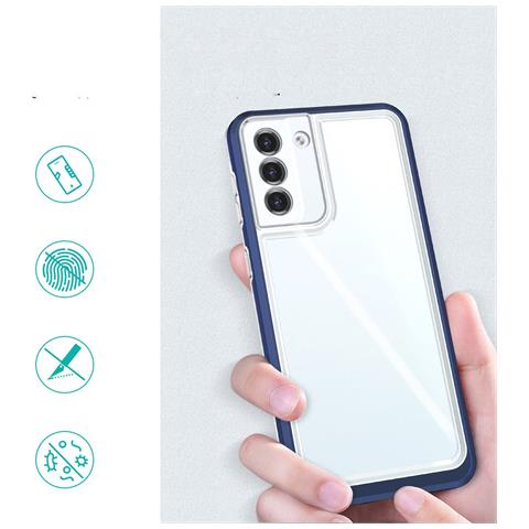 Custodia Trasparente 3in1 Per Samsung Galaxy S22+ (s22 Plus) Con Cornice, Cover In Gel, Blu - Foto 2