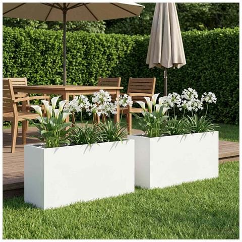 Vaso da giardino 2 pz Bianco 80 x 40 x 50 cm - Foto 2