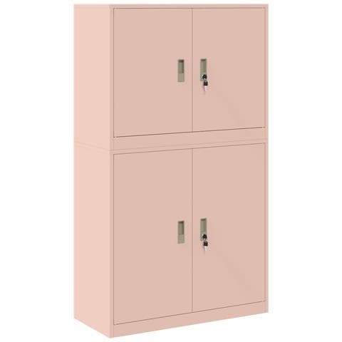 Armadio 2 pz Rosa 90 x 40 x 160 cm Acciaio Bloccabile - Foto 1