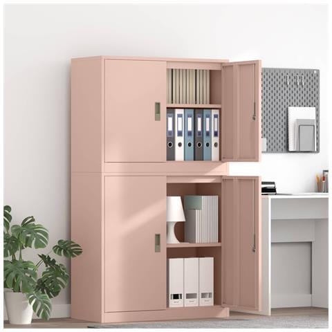 Armadio 2 pz Rosa 90 x 40 x 160 cm Acciaio Bloccabile - Foto 2