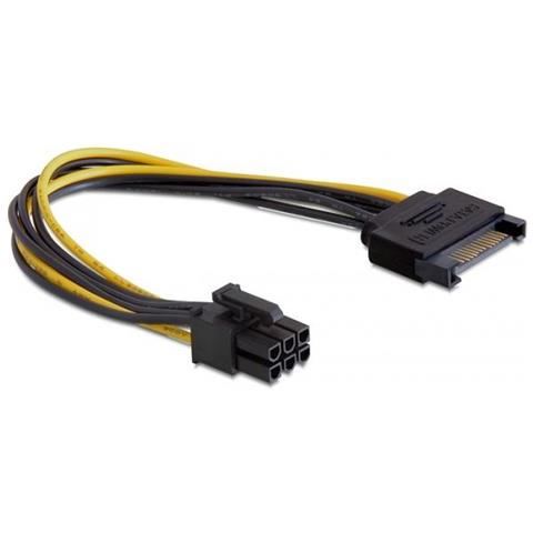 Power SATA 15-pin - 6-pin PCI-E, SATA, PCI-E, Maschio / maschio, Nero, Giallo, 0,21m - Foto 2