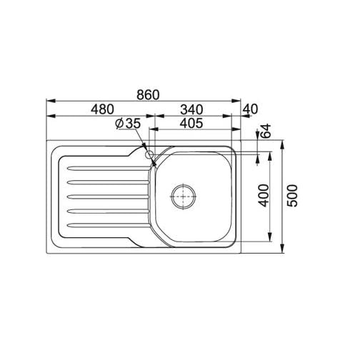 Lavello OLX611L SX 1 Vasca Gocciolatoio a Sinistra Dimensioni 86 x 50 cm Colore Inox Satinato Serie Onda Line - Foto 2