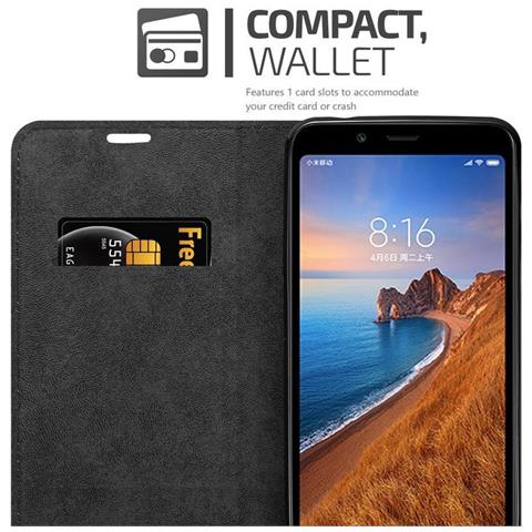 Custodia Compatibile Con Xiaomi Redmi 7a In Rosso Mela - Coperchio Protettiva Con Chiusura Magnetica, Funzione Stand E Tasca Per Le Carte - Foto 2