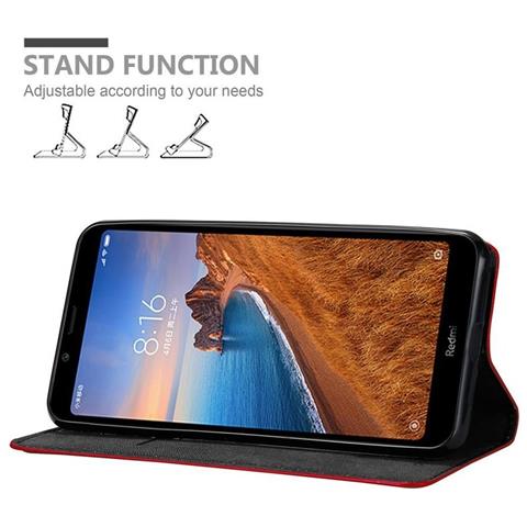 Custodia Compatibile Con Xiaomi Redmi 7a In Rosso Mela - Coperchio Protettiva Con Chiusura Magnetica, Funzione Stand E Tasca Per Le Carte - Foto 1