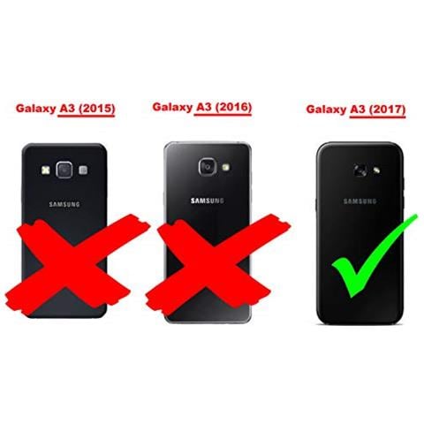 Catena Di Telefoni Cellulari Compatibile Con Samsung Galaxy A3 2017 In Nero Argento - Coperchio Protettivo In Silicone Con Anelli D'oro, Cinturino In Corda E Custodia Staccabile - Foto 2