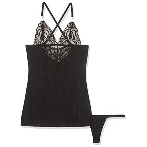 828-CHE-1 L / XL completo e body da lingerie Chemise Nero Poliammide - Foto 1