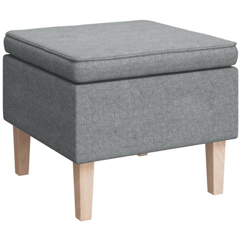 Poggiapiedi con Gambe in Legno Grigio Chiaro in Tessuto - Foto 1