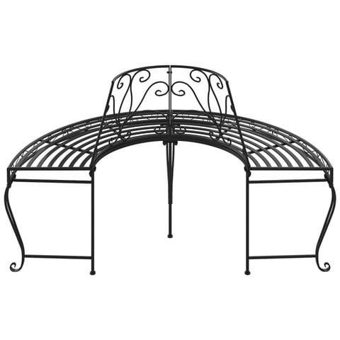 Panchine Per Albero Semicircolari 2 Pz 160 Cm Nere In Acciaio - Foto 6