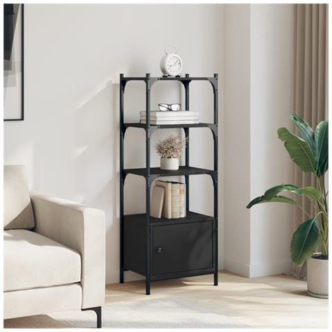 Libreria A 3 Ripiani Nera 41x30x109,5 Cm In Legno Multistrato - Foto 3