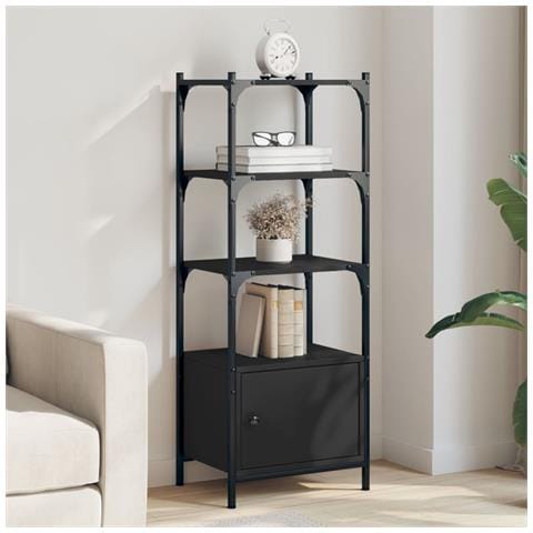 Libreria A 3 Ripiani Nera 41x30x109,5 Cm In Legno Multistrato - Foto 1