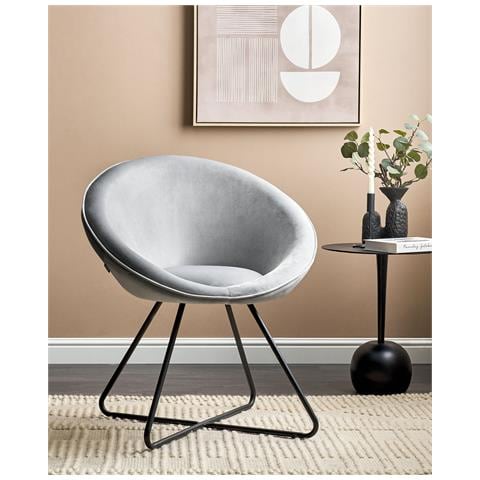 Sedia Da Salotto Velluto Grigio Chiaro Floby Ii - Foto 1