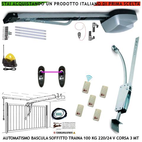 Basculante Contrappesi 100 Kg Motore 220/24 V Autoreverse Archetto 5 Radiocomandi Fotocellule Faro Antenna Sblocco - Foto 1