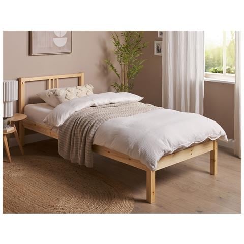 Letto Legno Di Pino Vannes 90 X 200 Cm Marrone Chiaro - Foto 1