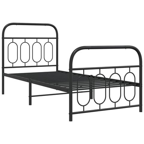 Giroletto Con Testiera E Pediera Metallo Nero 90x200 Cm - Foto 1