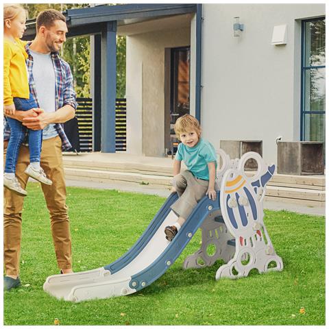 Scivolo Per Bambini 18-36 Mesi In Pe E Pp A Tema Spaziale Con Scale Antiscivolo, 157x46.5x80 Cm - Foto 6