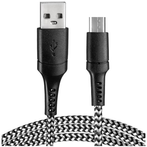 Cavo Usb - Micro Usb Intrecciato Bianco E Nero 1m Va0150 - Foto 1