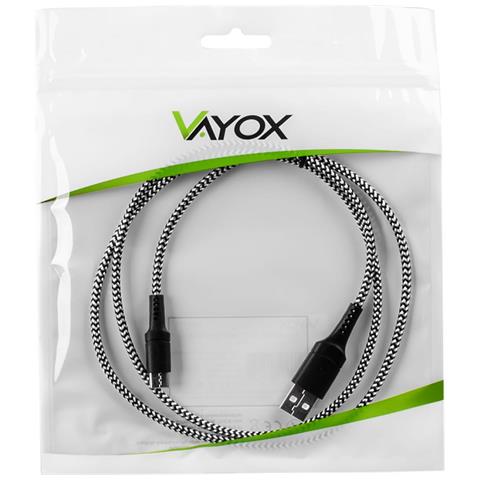 Cavo Usb - Micro Usb Intrecciato Bianco E Nero 1m Va0150 - Foto 2