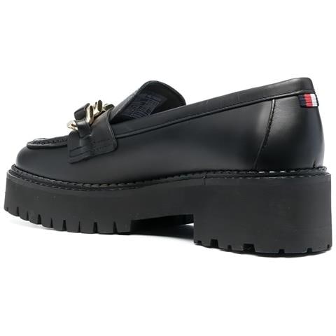 Chain Chunky Loafer Mocassino Pelle Scarpe Donna Nero Eu 41, Fw0fw06865 Bds - Foto 3
